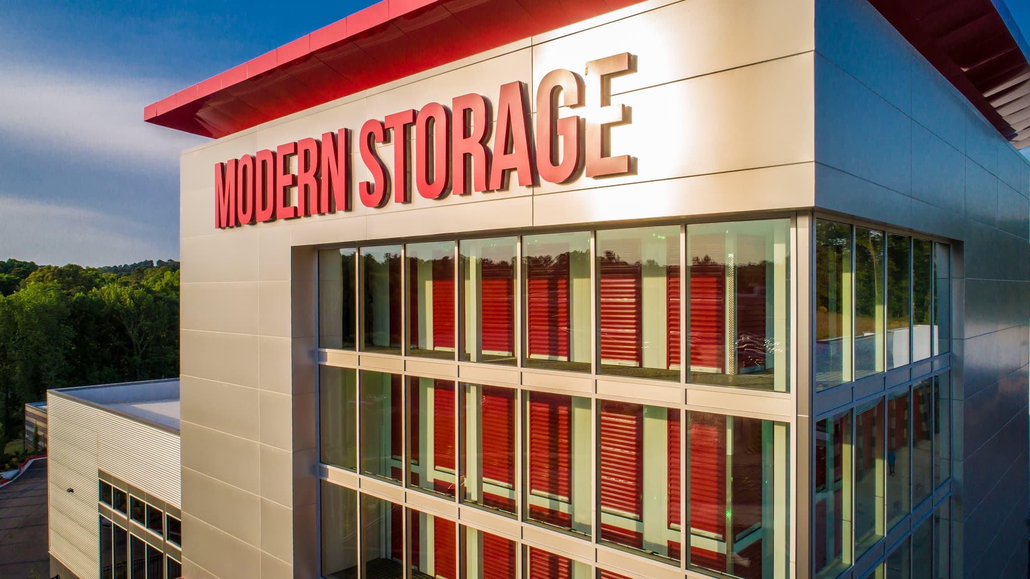 Aerial view of a Modern Storage® self-storage facility in Arkansas
