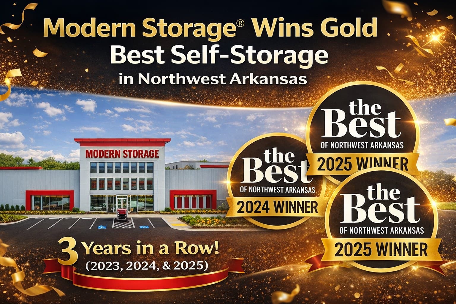 Modern Storage Best of Northwest Arkansas gold award for best self storage 2025