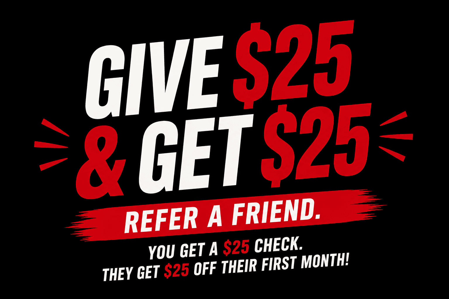 Modern Storage referral bonus graphic offering $25 for referring a friend