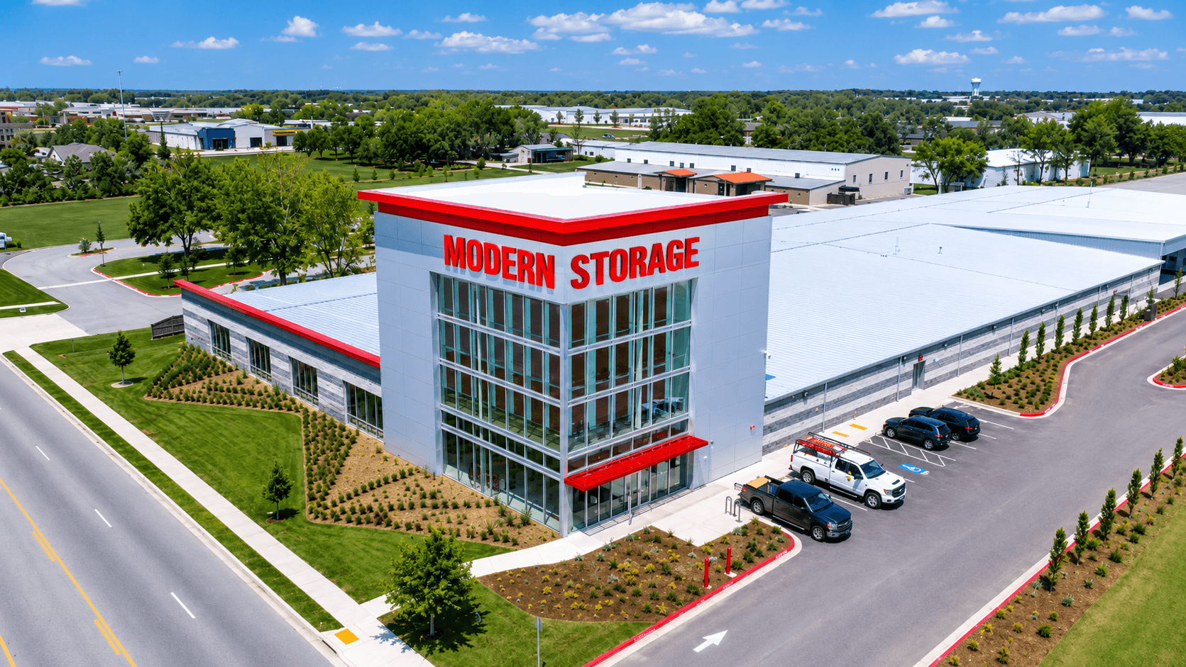 Modern Storage® Bentonville climate-controlled self-storage facility with secure indoor units and drive-up access
