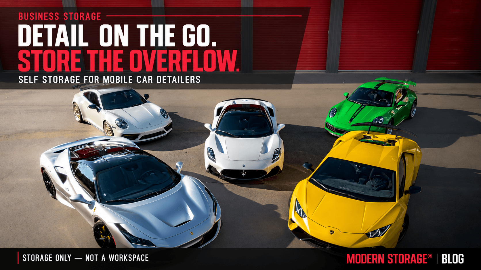 Sports Cars outside of Modern Storage®