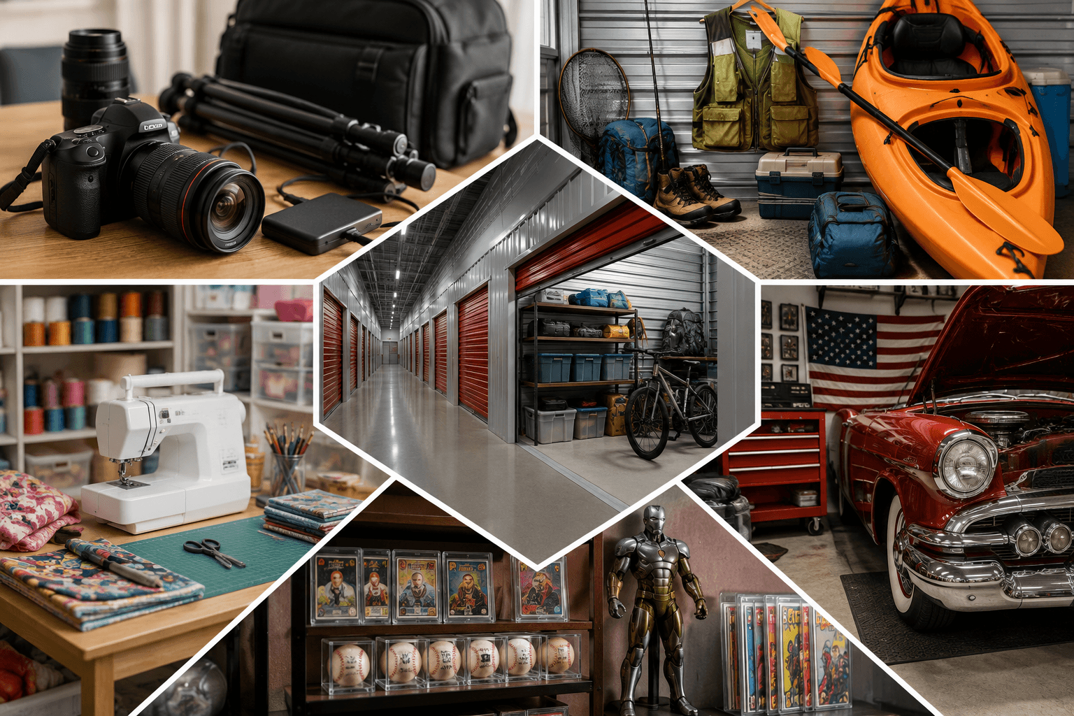 Modern Storage supports hobbies with secure space for photography gear, kayaks, crafts, collectibles, and classic cars.
