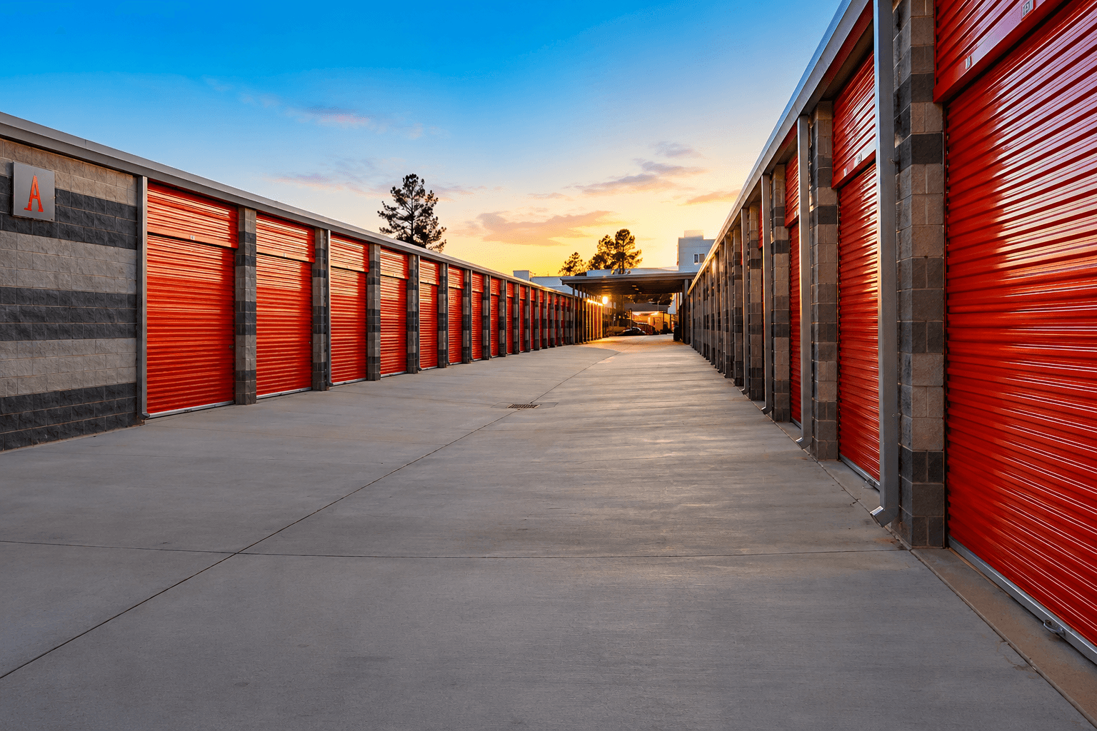 Modern Storage drive-up storage units with wide access lanes, secure gates, and clean facilities in Little Rock.